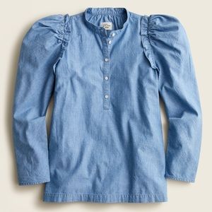 J.Crew Puff Sleeve Chambray Top